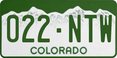 CO license plate 022NTW