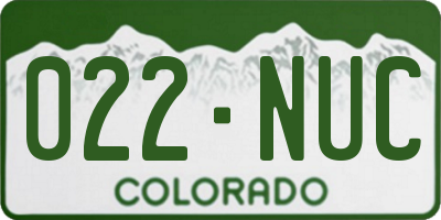 CO license plate 022NUC