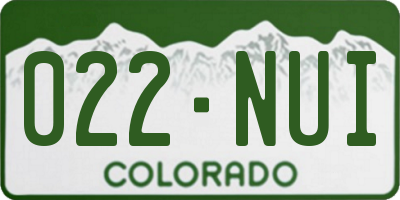 CO license plate 022NUI