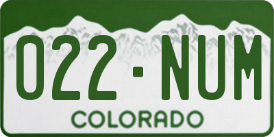 CO license plate 022NUM