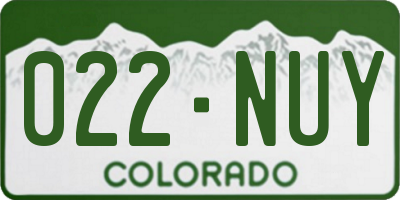 CO license plate 022NUY