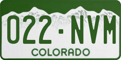 CO license plate 022NVM