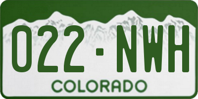 CO license plate 022NWH