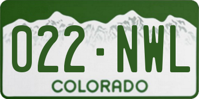CO license plate 022NWL