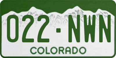 CO license plate 022NWN