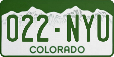 CO license plate 022NYU