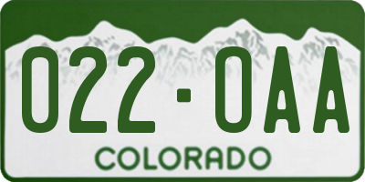 CO license plate 022OAA