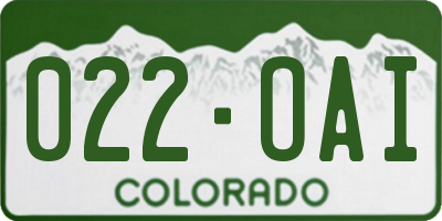CO license plate 022OAI