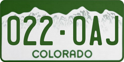 CO license plate 022OAJ