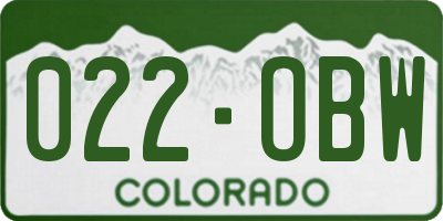 CO license plate 022OBW