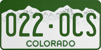 CO license plate 022OCS