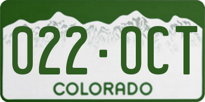CO license plate 022OCT