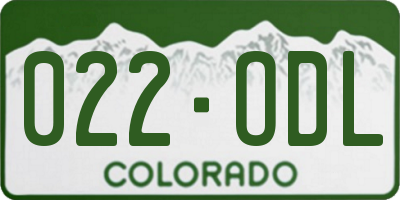 CO license plate 022ODL
