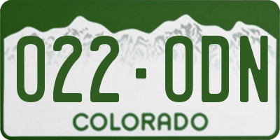 CO license plate 022ODN