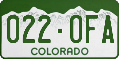 CO license plate 022OFA