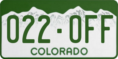 CO license plate 022OFF