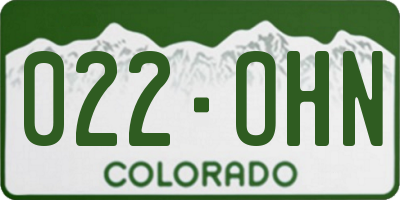 CO license plate 022OHN
