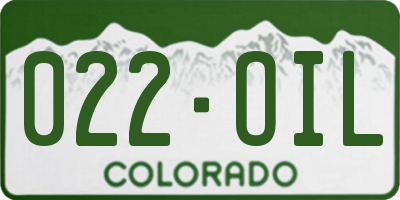 CO license plate 022OIL