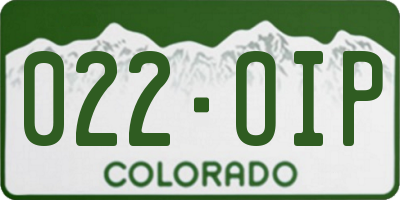 CO license plate 022OIP