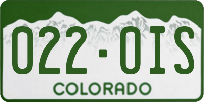 CO license plate 022OIS