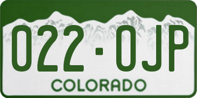 CO license plate 022OJP