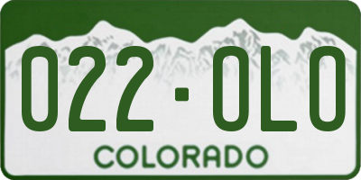 CO license plate 022OLO