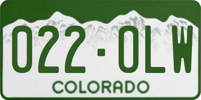 CO license plate 022OLW