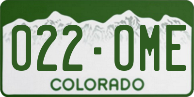CO license plate 022OME
