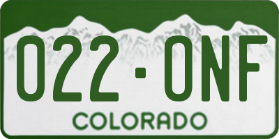 CO license plate 022ONF