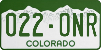CO license plate 022ONR