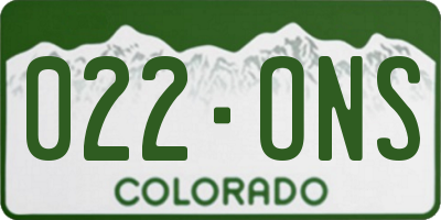 CO license plate 022ONS