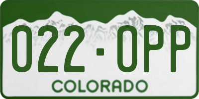 CO license plate 022OPP