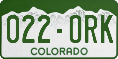 CO license plate 022ORK