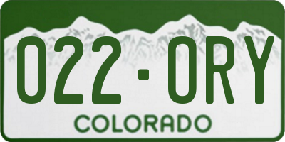 CO license plate 022ORY