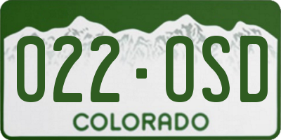 CO license plate 022OSD
