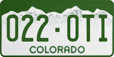 CO license plate 022OTI