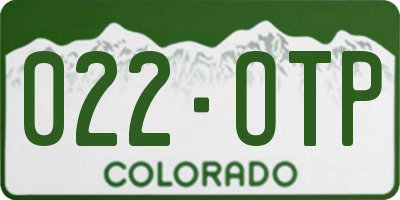 CO license plate 022OTP