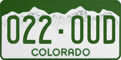 CO license plate 022OUD