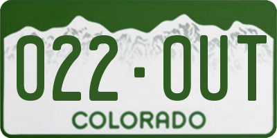 CO license plate 022OUT