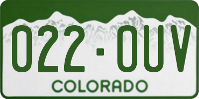 CO license plate 022OUV