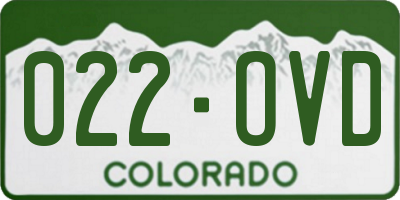 CO license plate 022OVD