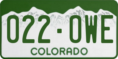 CO license plate 022OWE