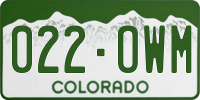 CO license plate 022OWM