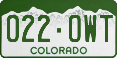 CO license plate 022OWT