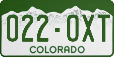 CO license plate 022OXT