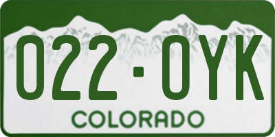 CO license plate 022OYK