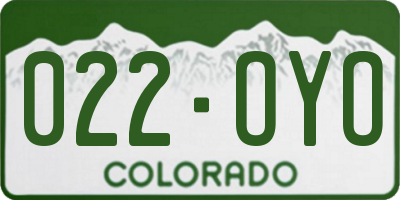 CO license plate 022OYO