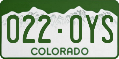 CO license plate 022OYS