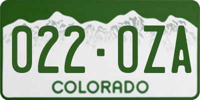 CO license plate 022OZA