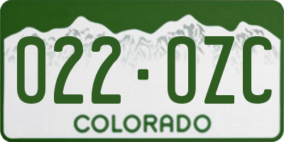 CO license plate 022OZC